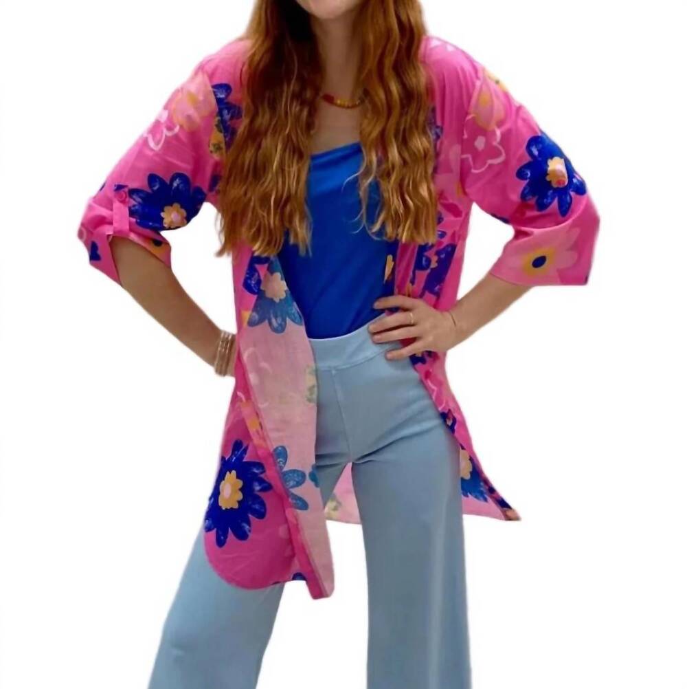 NEW FASHION CONCEPTS flower power woven shirt in pink